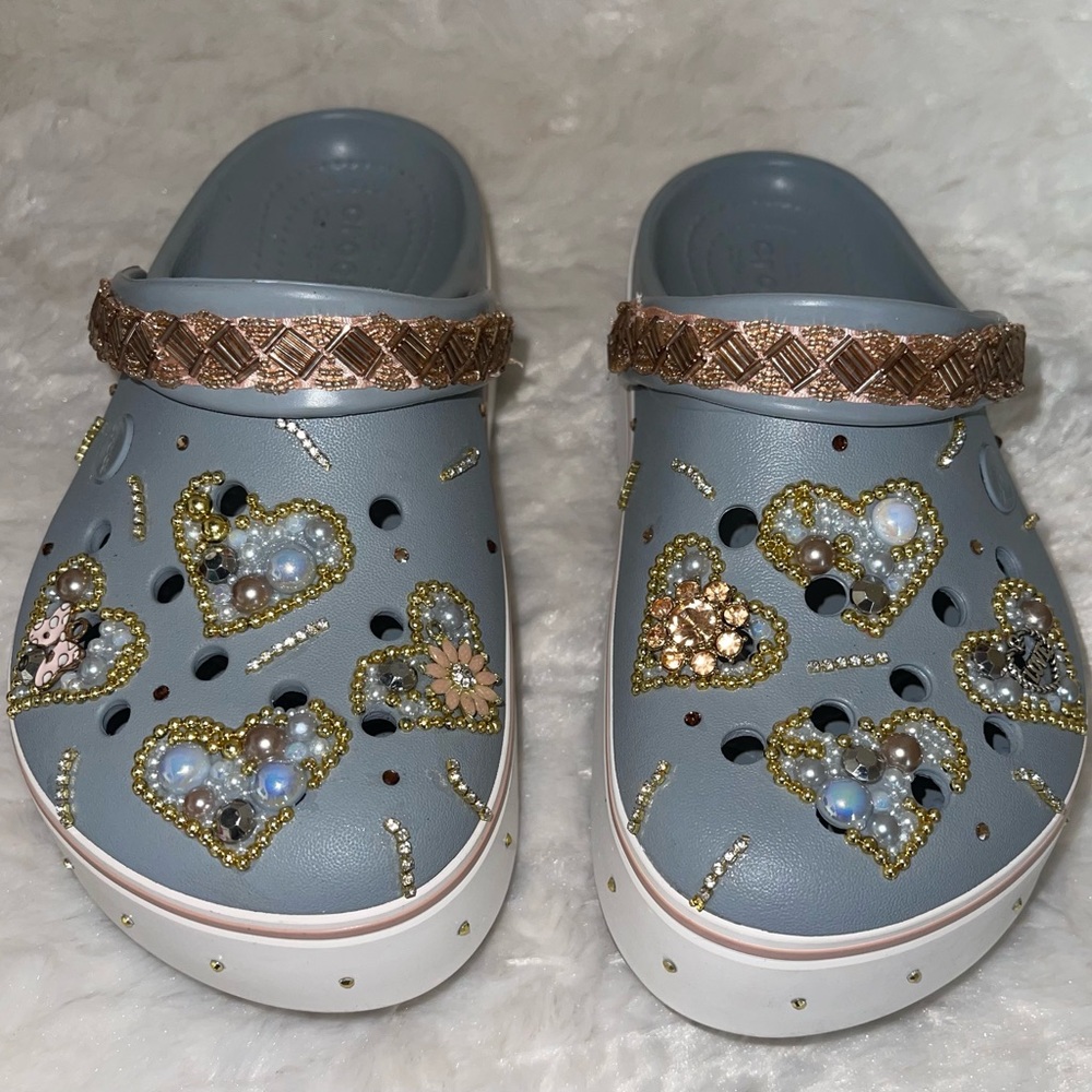 Custom Gray Crocs (Brand New) Women